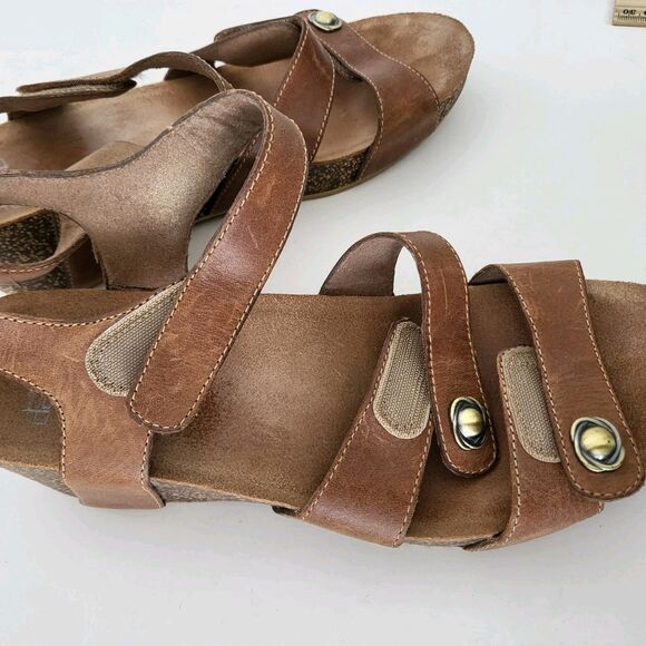 DANSKO Savannah Wedge Sandals Womens 9.5 10 EU 40 Brown Strappy Leather - Picture 8 of 9
